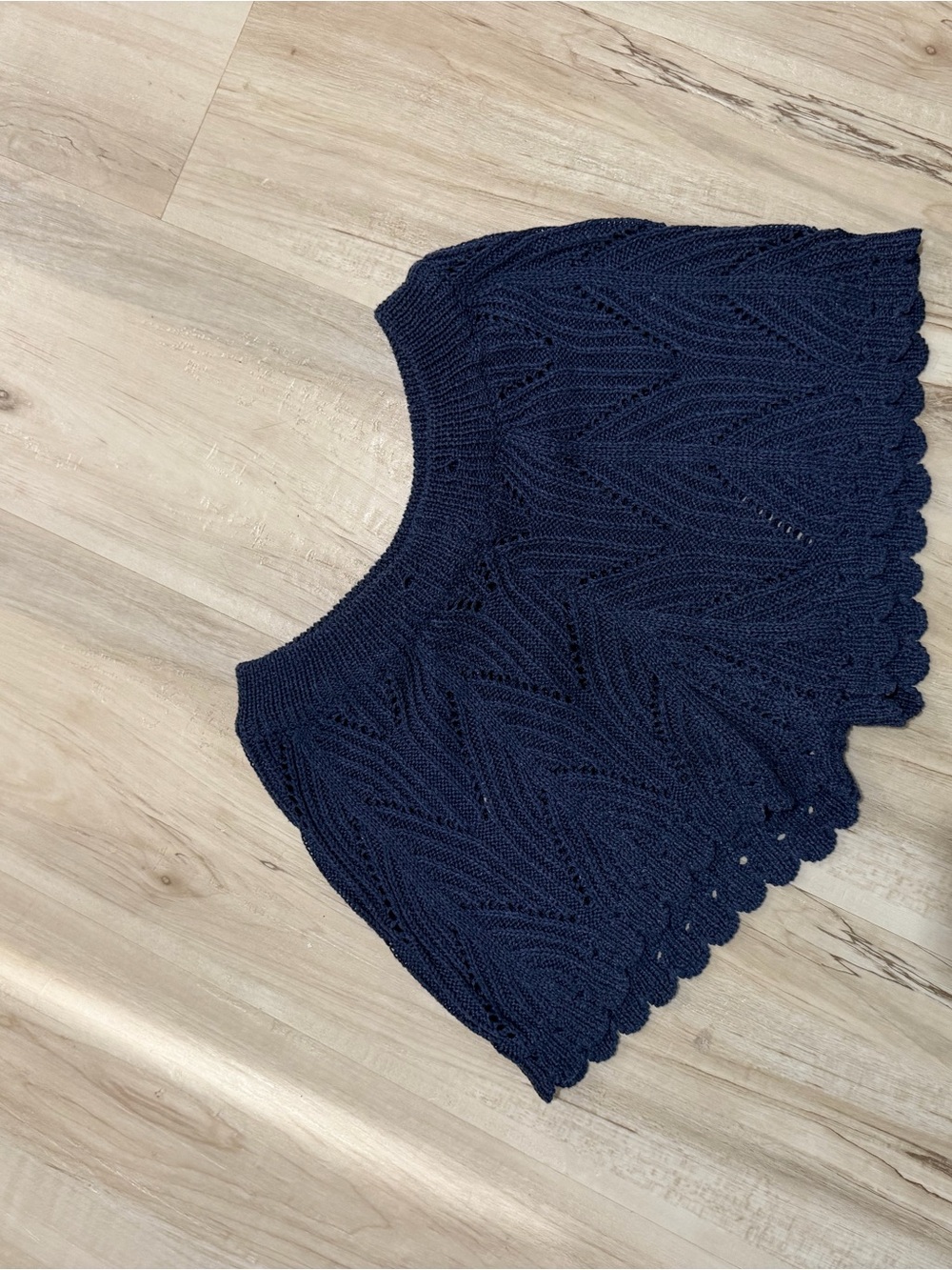 Navy Knit Cropped Sweater Top